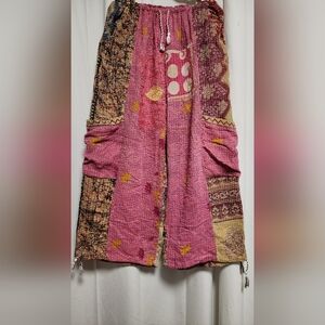 Kantha Bae Karma Cargo Pants vintage saree pink one size